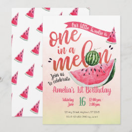 Um em um Convite à Primeira Aniversário Melon Wate