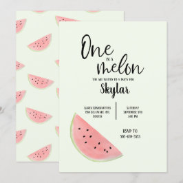 Um em um convite de aniversário Melon para Menina 
