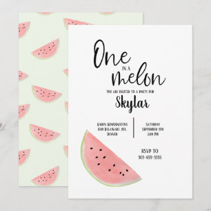 Um em um convite de aniversário Melon para Menina