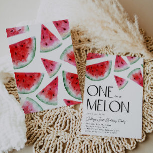 Um em um Convite Melon Aniversário   Melancia