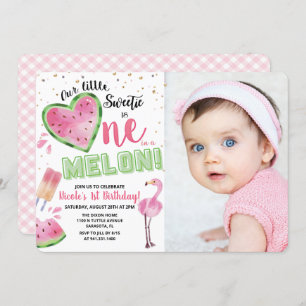 Um em um Convite para primeiro aniversario Melon W