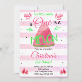 Um em um Convite para primeiro aniversario Melon W
