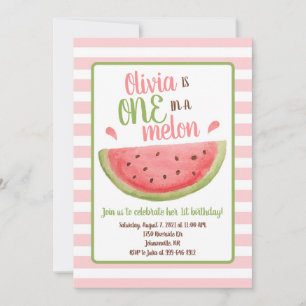 Um em um Convite para primeiro aniversario Melon W