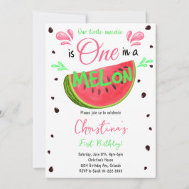 Um em um Convite para primeiro aniversario Melon W