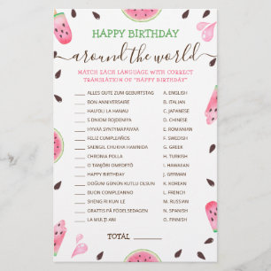 Um Em Um Feliz Aniversário De Melão Pelo Mundo