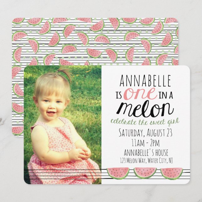 Um em um Melão, Primeiro Convite de Aniversário (Frente/Verso)