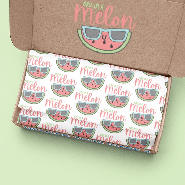Um Em Um Papel Tecidual Melão (Celebrate someone special with this cute watermelon, "One in a melon" tissue paper! )