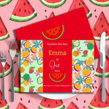 Um em um primeiro convite de aniversário de Melon