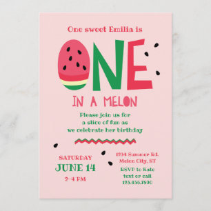 Um em um primeiro convite de aniversário de Melon