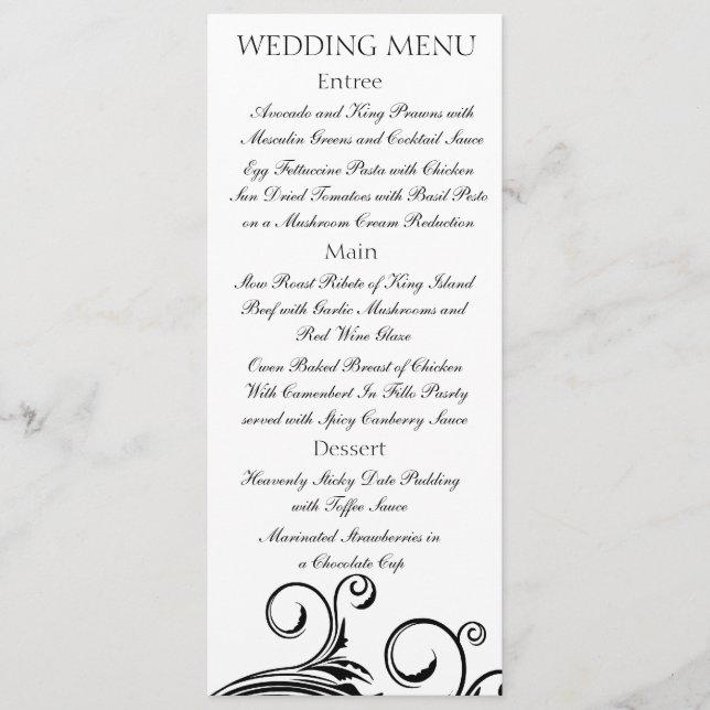 Um Evento Preto - Cartões Menu (Frente)