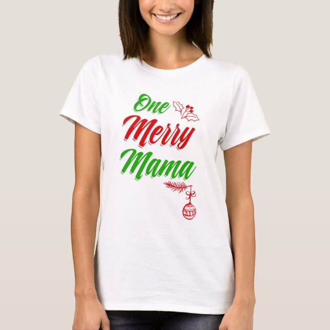 Um feriado alegre do Mama Camisa Natal Mamã Bonito (Frente)
