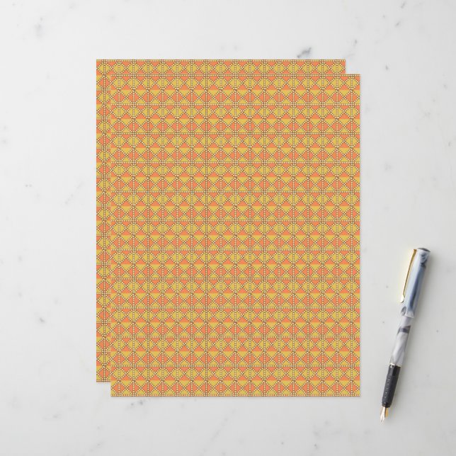 um fundo laranja e amarelo com um padrão (Frente/Verso In Situ)
