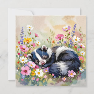 Um gambá Adorável Apanhando em Flores
