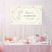 Um Ganso Bobo Arco Verde Menina 1º Aniversário
