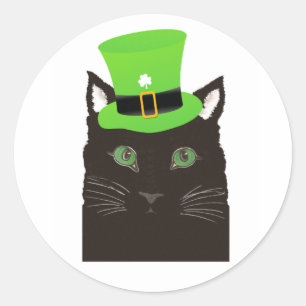 Um gato Legal com um adesivo de chapéu verde
