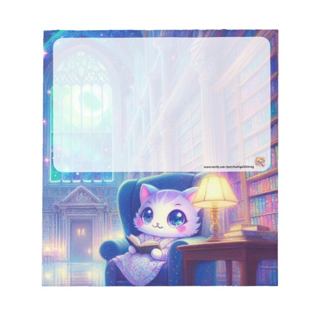 Um Gato na Biblioteca Bloco de Notas (Frente)