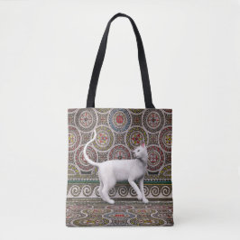 Um gato no saco de tote mosaico