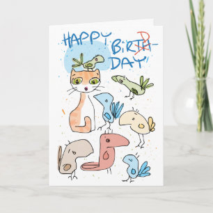 Um gato num cartão de aniversário... ou um cartão
