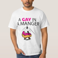 Um gay em um t-shirt do valor do comedoiro