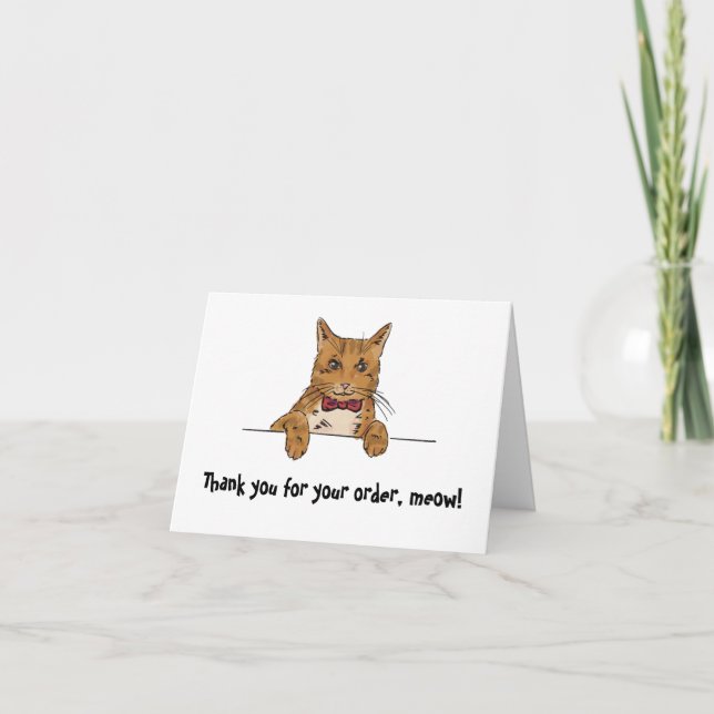 Um Ginger Cat Dobrou Obrigado Cartão de Pedido (Frente)
