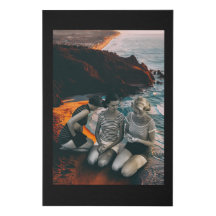 Um grupo de mulheres brincando na praia. Arte de c