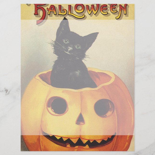 Um Halloween de Feliz por Ellen Clapsaddle, Gato d (Frente)