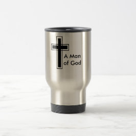 Um homem da caneca de viagem inoxidável do deus