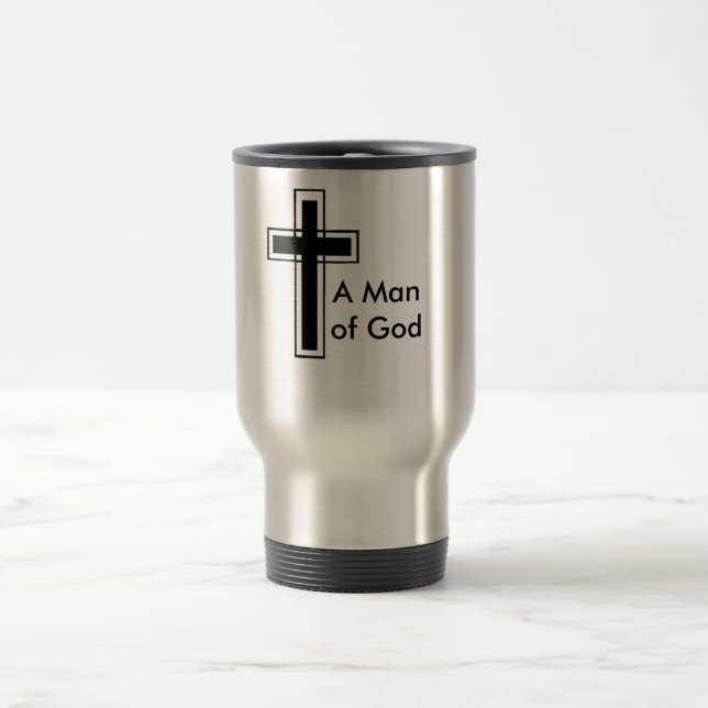 Um homem da caneca de viagem inoxidável do deus (Centro)