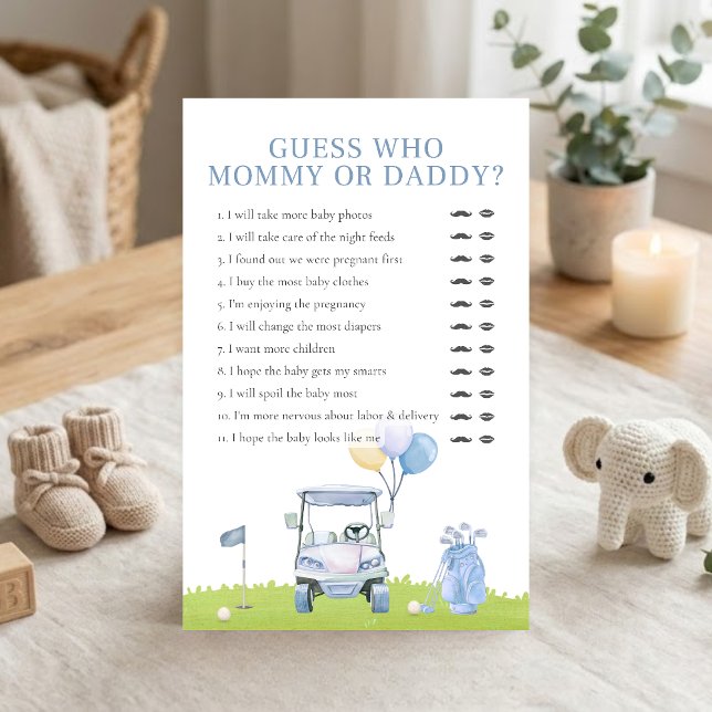 Um Jogo de Advinhação de Chuva de Golfe com Pequen (Golf Baby Shower Guess Who Mommy or Daddy Game)