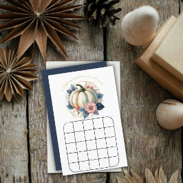 Um Jogo de Bingo Floral de Outono com Pequena Abób