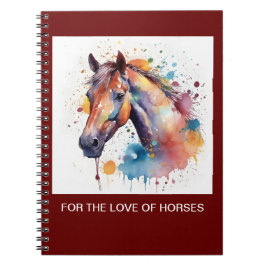 Um lindo caderno espiral de cavalos de aquarela.