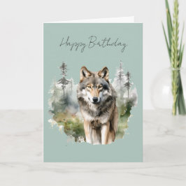 Um Lobo em um Cartão de Aniversário da Floresta #1