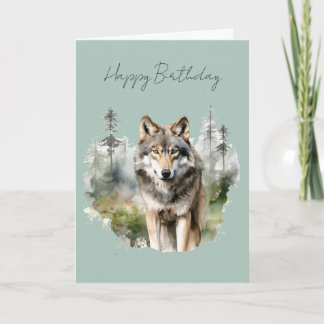 Um Lobo em um Cartão de Aniversário da Floresta #1