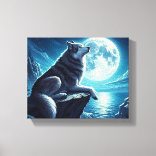 Um Lobo Na Noite, Canvas Esticada