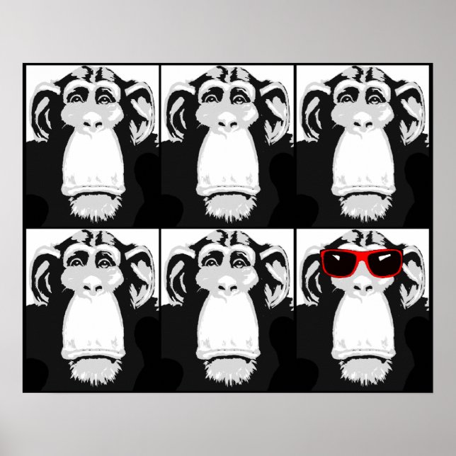 Um Macaco Legal Cartaz Divertido Sinal Impressão (Frente)
