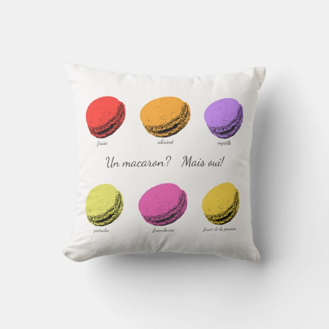 Um macarão? Mais oui! Almofadas Throw (Frente)