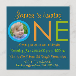 "UM" Menino 1º convite de festa de aniversário