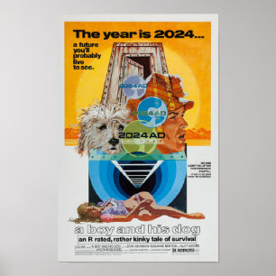 Um menino e seu poster de filme de cachorro