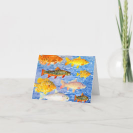 Um monte de peixes nos cartões de anotação