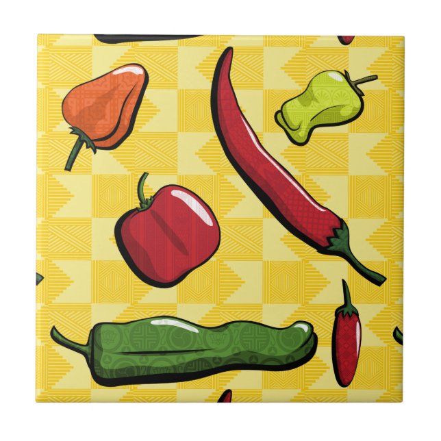 Um Mundo de Azulejo de Pimentos Chili (Frente)