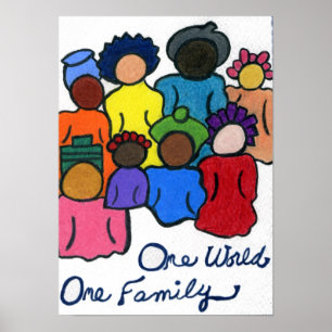 Um mundo, um Poster multicultural da família