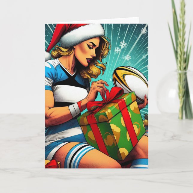 Um Natal de Rugby - Cartão Saudável de Rugby (Frente)