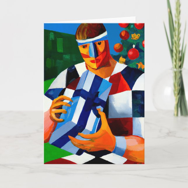 Um Natal de Rugby - Cartão Saudável de Rugby (Frente)