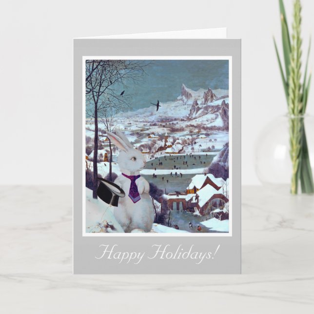 Um Natal para o Coelho Branco - Cartão de Arte Vin (Frente)