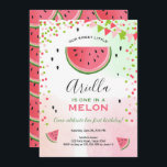 Um no melão Aniversário Convite Melancia<br><div class="desc">Europeia: Um jeito perfeito de convidar seus convidados para a festa de aniversário do seu filho! Um num tema de melão para uma festa de melancia.</div>