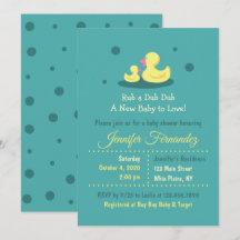 Um novo bebê para o convite do Chá de fraldas Duck