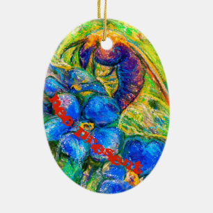 Um Ornamento Cerâmico de Abelhas e Esqueçam-me