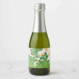 Um padrão artístico verde e dourado representando 