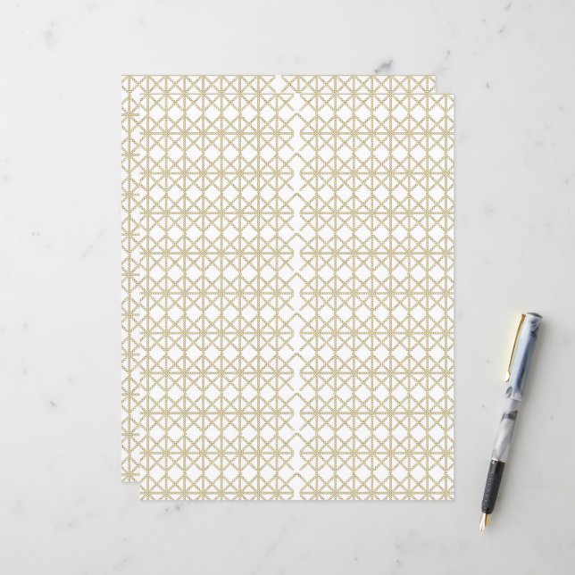 um padrão geométrico branco e dourado (Frente/Verso In Situ)