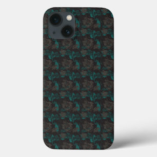 um padrão preto e verde com fundo preto